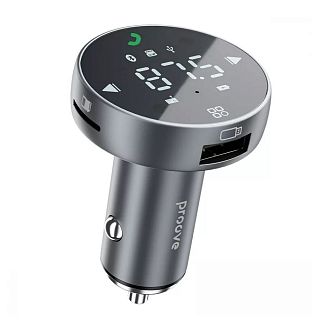 автомобільний зарядний пристрій 30W 2USB+Type-C FM Launcher Sound Sync PROOVE