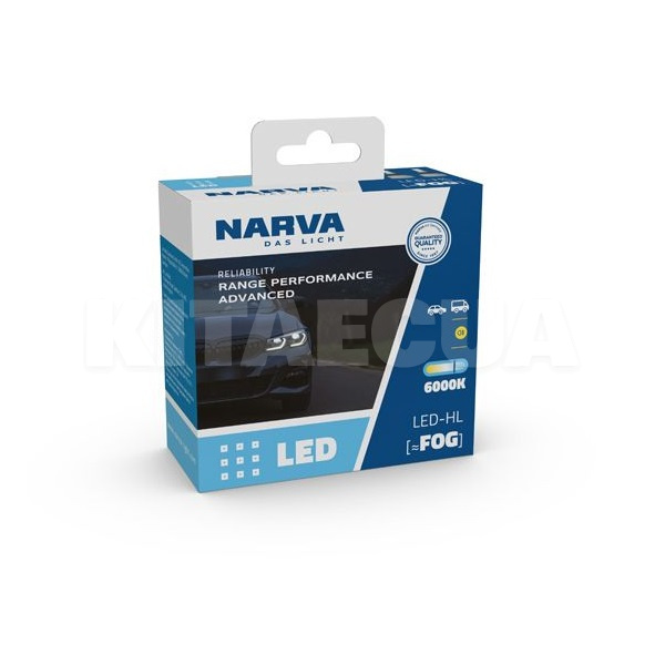 LED лампа для авто H8/H11/H16 FOG 19W 6000K Range Power Advanced +100% NARVA (182188100)