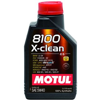 Масло моторное синтетическое 1л 5W-40 8100 X-Clean MOTUL
