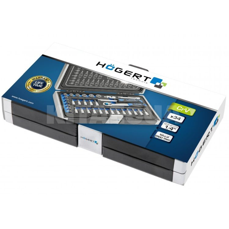 Набор инструментов 1/4" 34 предмета HOGERT (HT1R464) - 2