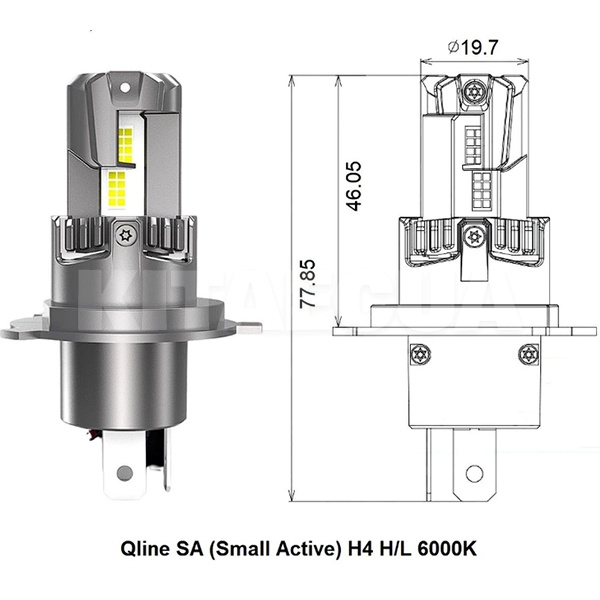 LED лампа для авто Small Active SA H4 H/L 52W 6000K (комплект) QLine (00-00020366) - 2