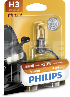 Галогенна лампа H3 55W 12V Vision +30% блістер PHILIPS (PS 12336 PR B1-PHILIPS)