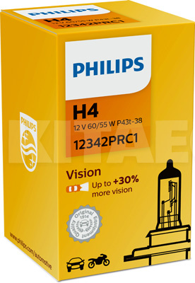 Галогеновая лампа H4 12V 60/55W Vision +30% PHILIPS (PS 12342 PR C1)