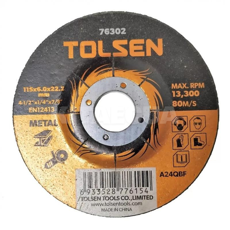 Диск шлифовальный 115/22.2/6 мм абразивный TOLSEN (76302)