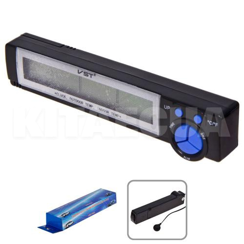 Автомобильные часы с внутренним и наружным термометром вольтметр/подсветка VST (VST-7043V) - 2