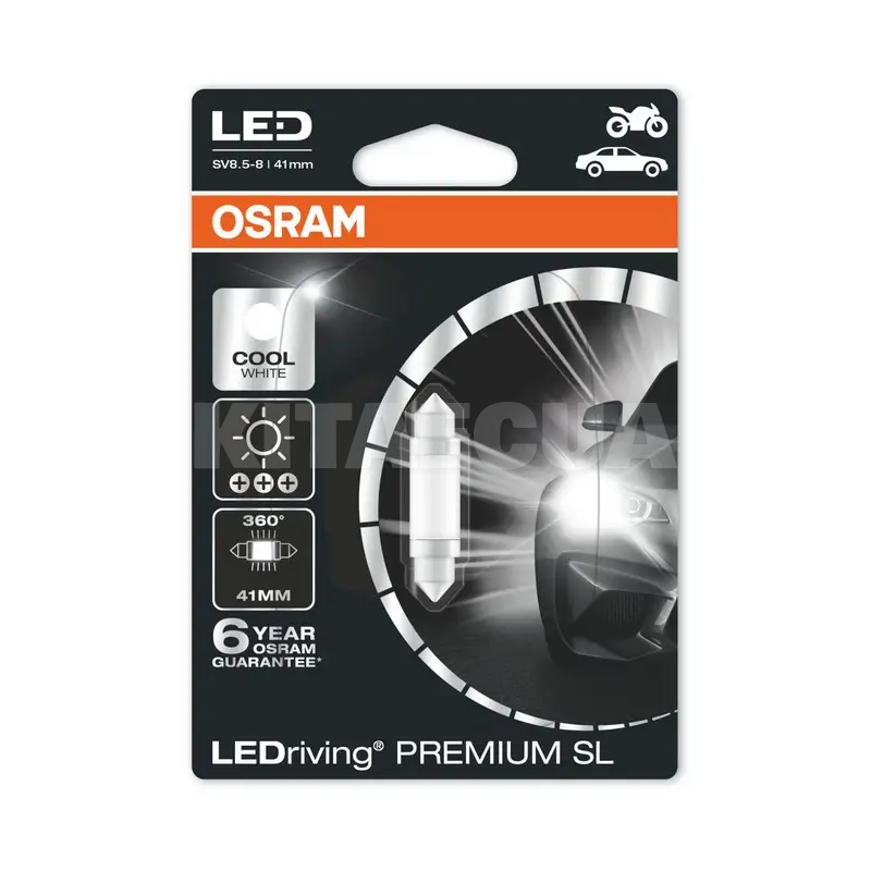 LED лампа для авто LEDriving Premium SL SV8.5-8 1W 6000K 41мм Osram (6499CW-BLI)