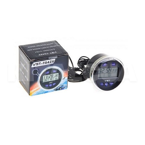 Автомобільний годинник з вольтметром та термометром 7042V VST (24000020)