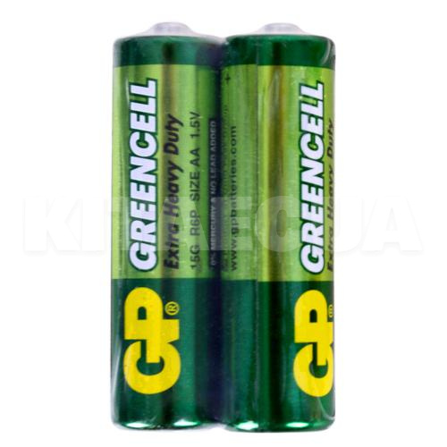 Батарейка цилиндрическая марганцево-цинковая AA 1,5 В 2 шт. в пленке GREENCELL GP (4891199006425)