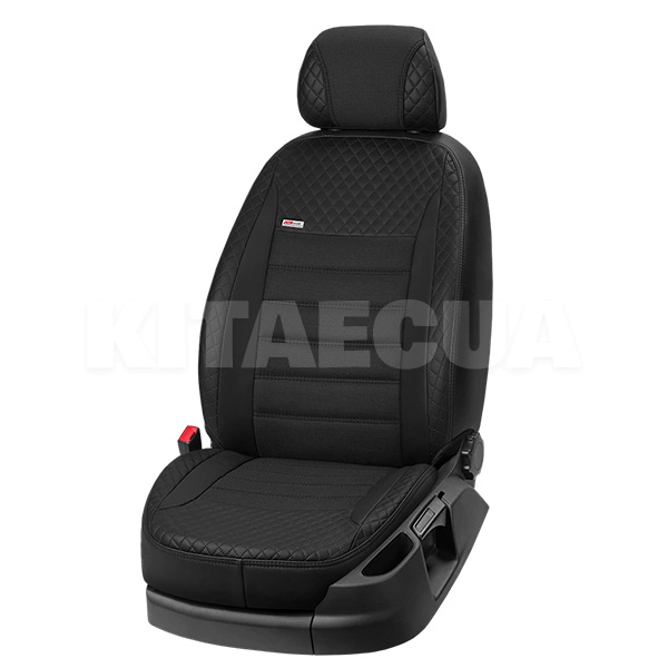 Чехлы на сиденья авто Nissan Leaf (2018) черные EMC-Elegant (908-Vip Elite 2020)