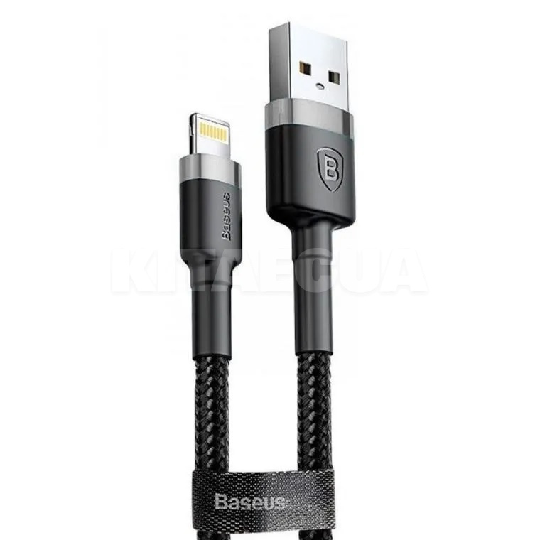 Кабель USB - Lightning 2.4A Cafule 0.5м серый/черный BASEUS (CALKLF-AG1)