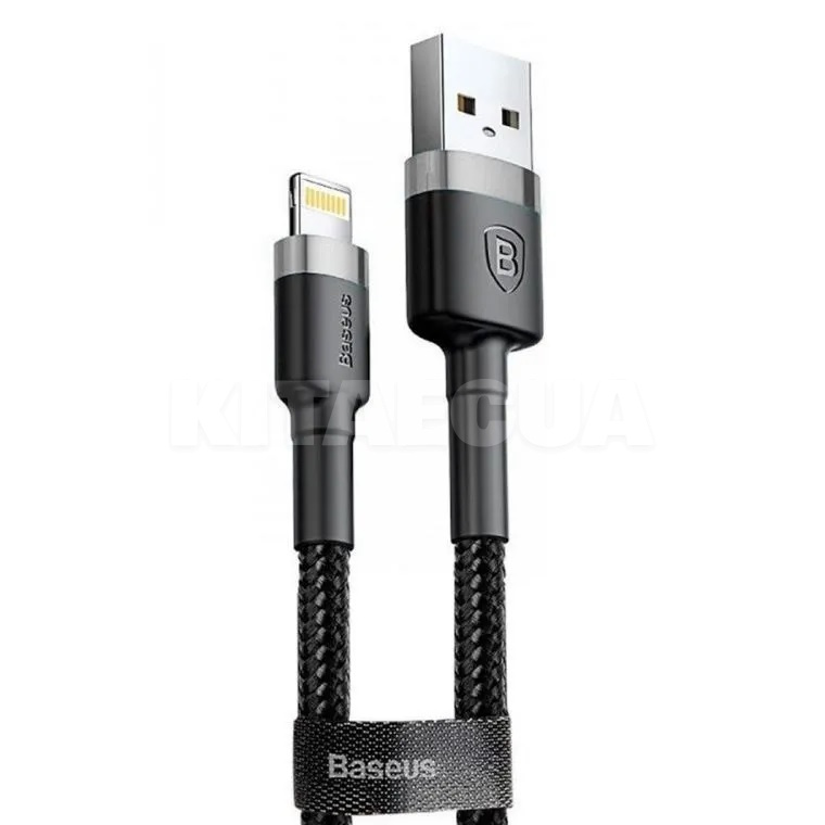 Кабель USB Lightning 2.4A Cafule 0.5м сірий/чорний BASEUS (CALKLF-AG1)