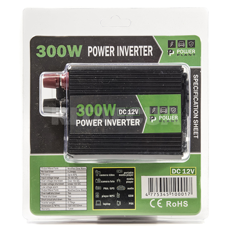 Инвертор 12-220В 300Вт HYM300-122 PowerPlant (KD00MS0001) - 3