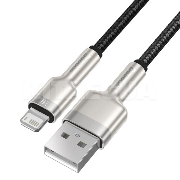 Кабель USB Lightning 2.4A Cafule Metal Lightning 1м чорний BASEUS (CALJK-A01) - 4