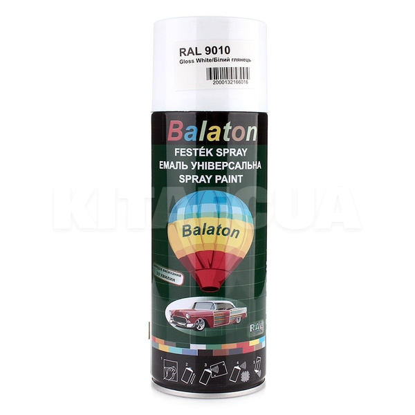 Краска глянцевая 400мл белая BALATON (RAL9010G-gloss-white)