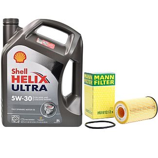 Масло синтетическое 5л 5W-30 Helix Ultra + фильтр Mann-Filter на Opel Zafira B 1.8 SHELL