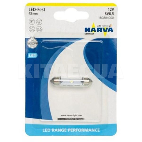 LED лампа для авто Range Performance SV8.5 0.6W 6000К 43mm NARVA (180804000)