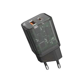 Зарядное устройство Fast Charge 20W + Quick Charge 3.0 USB. Type-C PD черный прозрачный Xinrui A49 Proda