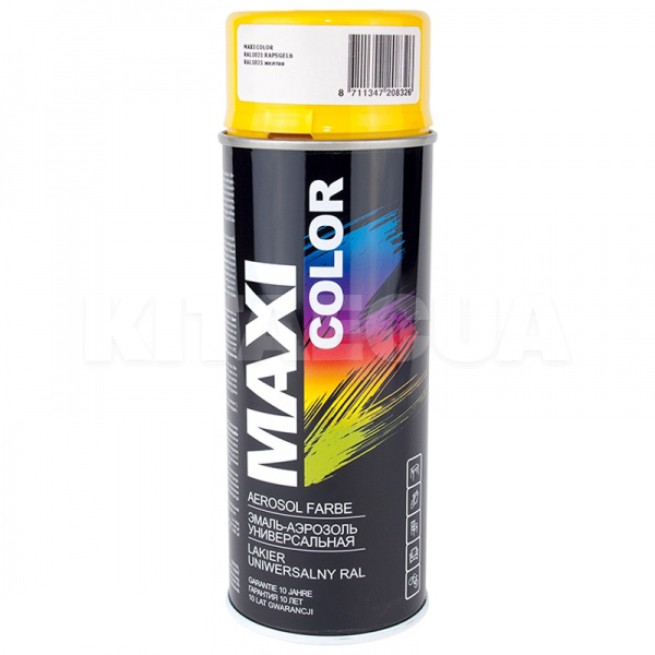 Краска-эмаль желтая 400мл универсальная декоративная MAXI COLOR (MX1021)