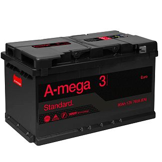 Аккумулятор автомобильный 80Ач 760А "+" справа A-Mega