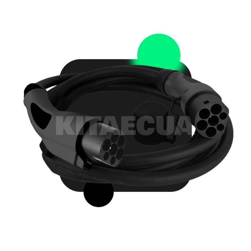 Зарядный кабель для электромобиля 7.4 кВт 32А 1-фаза 5м Type 2 (станция) - GB/T AC (китайское авто) ECOFACTOR (Cable-7 Тип 2 - GB/Т)