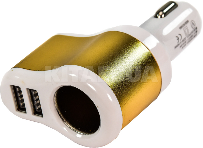 Автомобільний зарядний пристрій 2 USB 2.1 A розгалужувач Gold / White CC-303 XoKo (CC-303-GDWH-XoKo) - 9