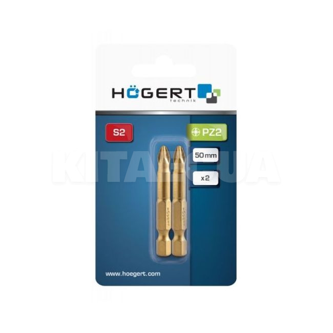 Бита PZ2 50 мм сталь S2 2 шт HOGERT (HT1S395)