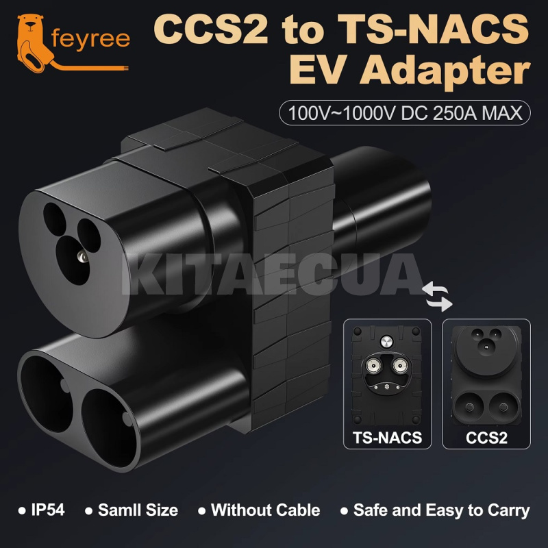 Переходник 250 кВт 400А CCS2-Type2 (станция) - Type Tesla (американское авто) FEYREE (P-CS2TS) - 3