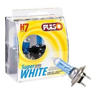 Галогенная лампа H7 55W 12V super white комплект PULSO