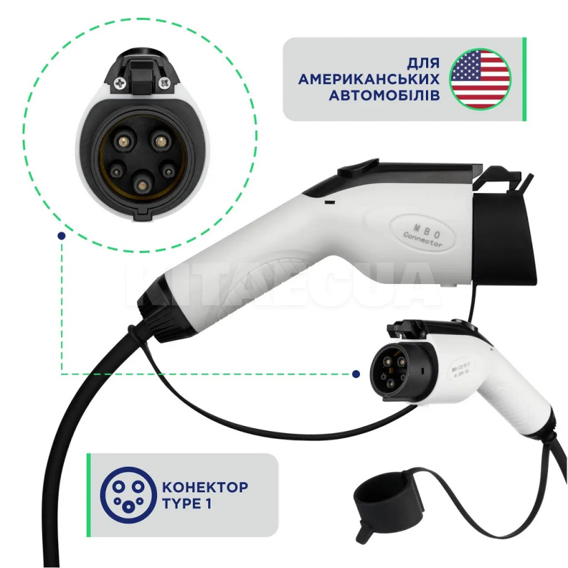 Заряджання для електромобіля 7.4 кВт 32А 1-фаза type 1 (американське авто) 10м Pro+ UACHARGER (CHC-PR120711HL-21-10) - 4