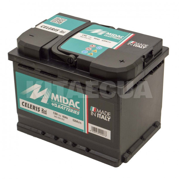 Аккумулятор 60Ач Euro (T1) 242x175x190 с обратной полярностью MIDAC (560.059.052)