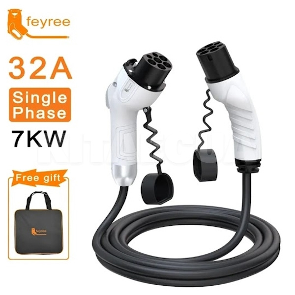Зарядный кабель для электромобиля Feyree 7.4 кВт 32А 1-фаза 5м Type 2 (станция) - GB/T AC (авто) FEYREE (CL7-T2GBT)