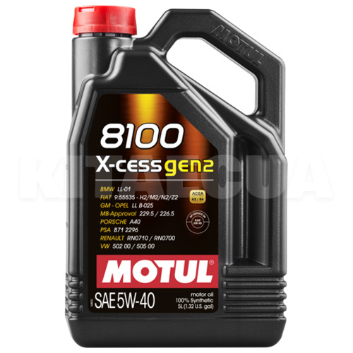 Масло моторное синтетическое 5л 5W-40 8100 X-Cess gen2 MOTUL (109776)