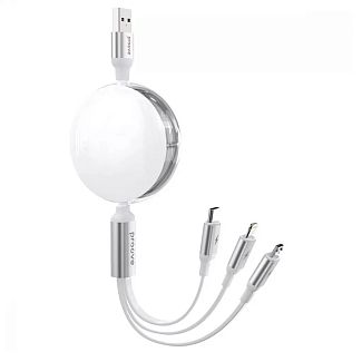 Кабель 3in1 USB to Type-C/Micro USB/Lightning 3А 1.2м белый PROOVE