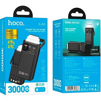 Повербанк із сонячною панеллю EJ65 30000 mAh 22.5W PD20W чорний HOCO