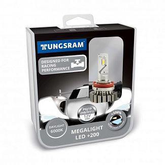 LED лампа для авто Megalight +200% PGJ19-2 24W 6000K (комплект) TUNGSRAM