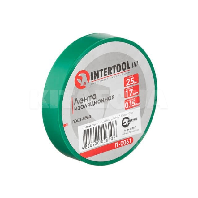 Стрічка ізоляційна 17мм x 25м зелена Intertool (IT-0061)