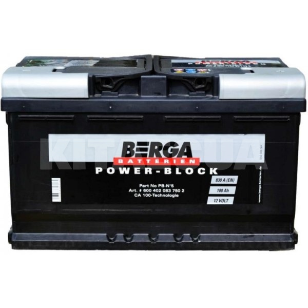 Аккумулятор автомобильный 100Ач 830А "+" справа BERGA (600402083)