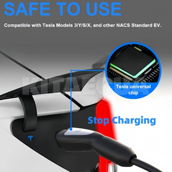 Зарядный кабель для электромобиля Feyree 7.4 кВт 32А 1-фаза 5м Type 2 (станция) - Tesla (американско FEYREE (CL7-T2TS) - 3