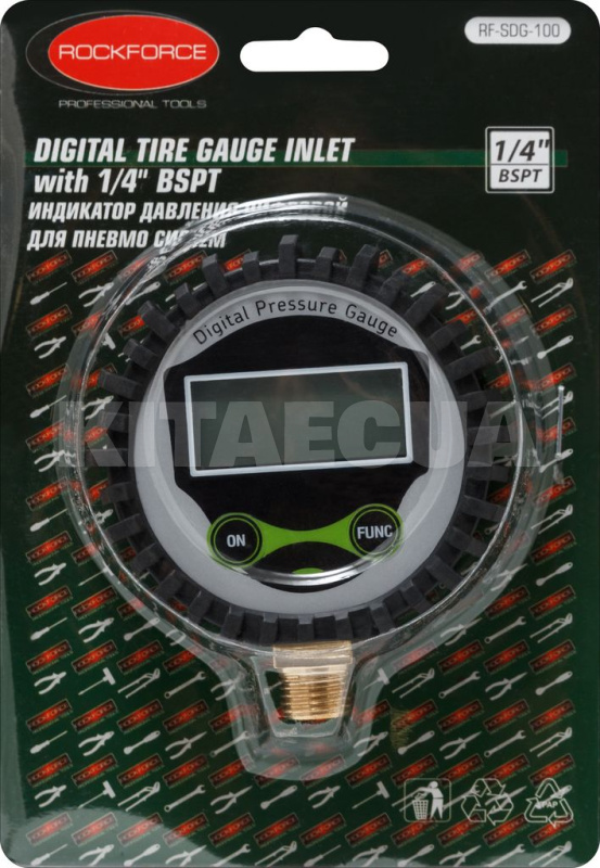 Индикатор давления цифровой для пневмосистем 1/4"(Psi, Kpa, Bar, Kgf/cm2) ROCKFORCE (RF-SDG-100)