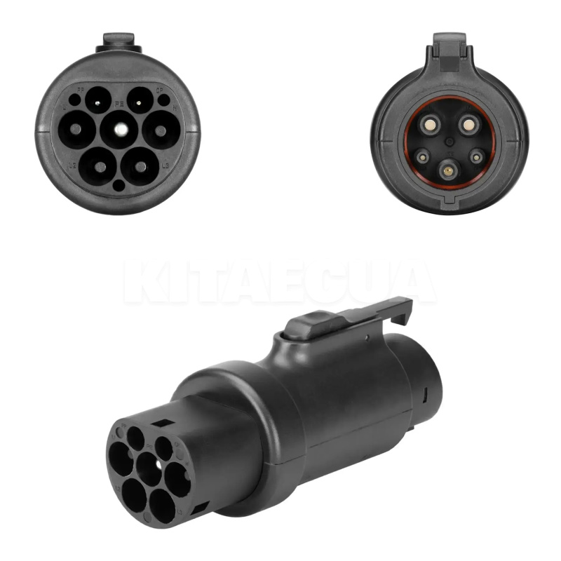 Переходник 7.4 кВт 32А 1-фаза Тype 2 (cтанция) - Тype 1 (авто) с фиксатором OLINK (АС Адаптер Type 2 - Type 1 з фіксатором) - 2