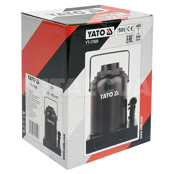 Домкрат гідравлічний пляшковий 50т (300мм-480мм) YATO (YT-17009) - 2