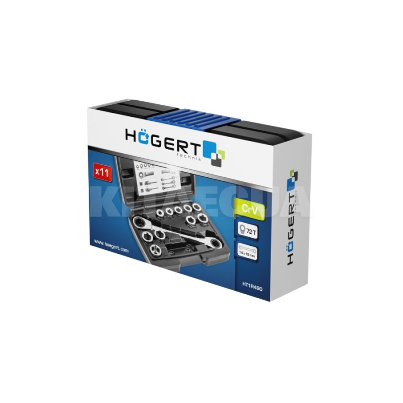 Ключ накидний з тріскачками 11 насадок HOGERT (HT1R490) - 2
