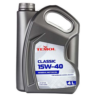 Масло моторное минеральное 4л 15W-40 Classic TEMOL