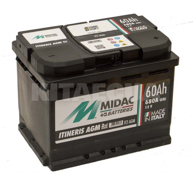 Аккумулятор автомобильный 60Ач 680А "+" справа MIDAC (560.901.068)