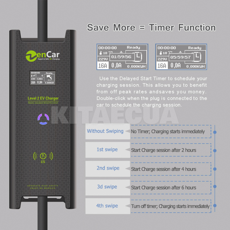 Зарядка для электромобиля 11 кВт 16А 3-фазы Type 2 (европейское авто) Model C ZENCAR (MC7TYPE11) - 4