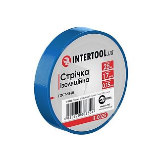 Лента изоляционная 17мм x 25м синяя Intertool