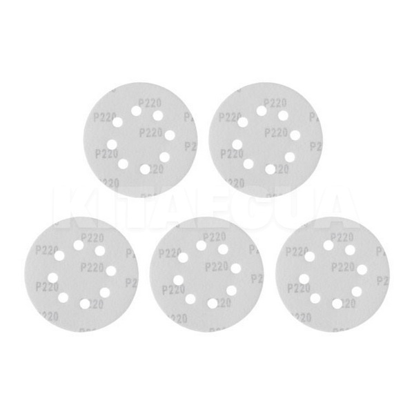 Диск шліфувальний 125 мм P220 8-отворів (компл 5 шт.) Intertool (BT-0590-INTERTOOL) - 2