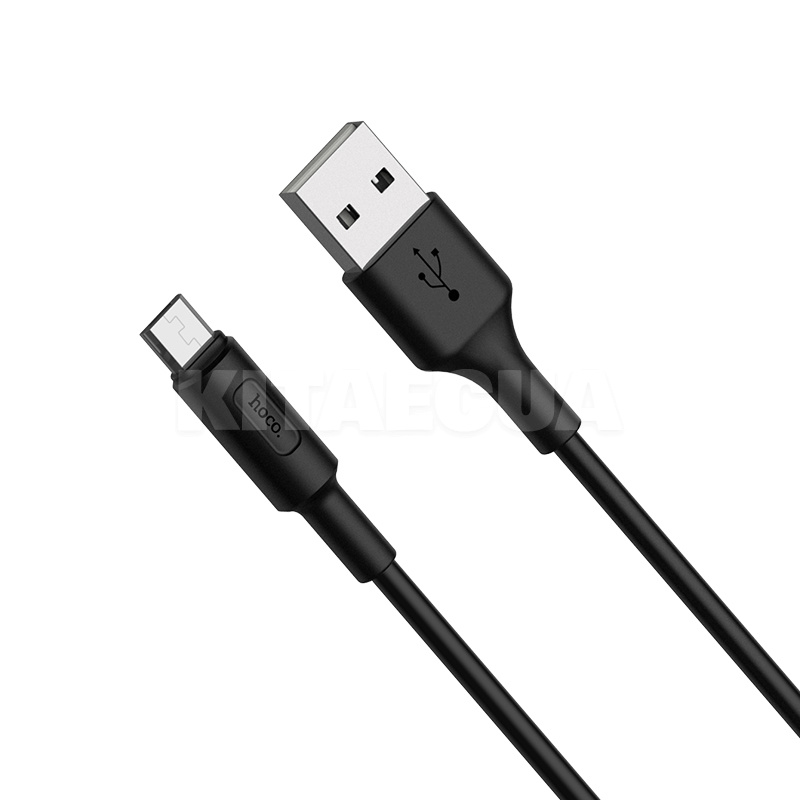 Кабель USB microUSB 2A X25 1м чорний HOCO (6957531080121)