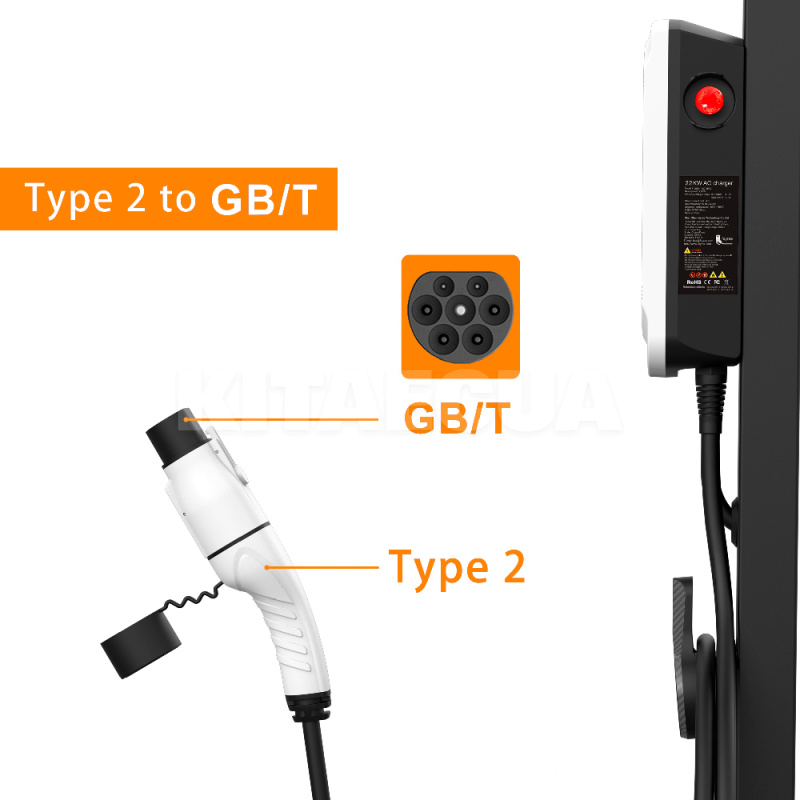 Перехідник 7.4 квт 32А 1-фаза TYPE 2 (станція) - GB/T AC (китайське авто) з фіксатором FEYREE (P-T2GBT-Feyree) - 5