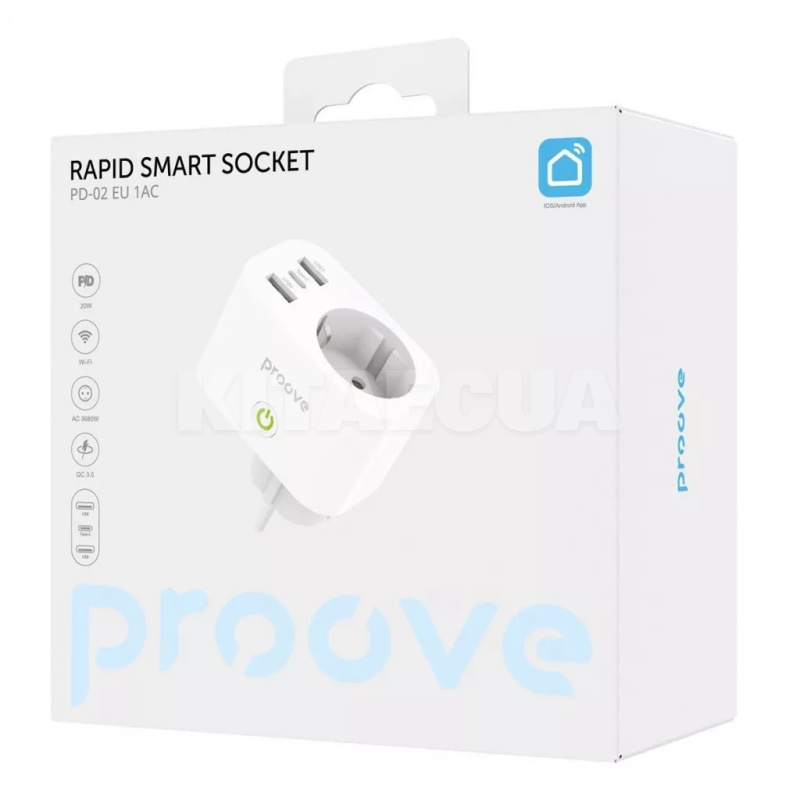 Умная розетка 16A Type-C+2USB Rapid Smart Socket PD-02 EU 1AC PROOVE (552710003) - 3
